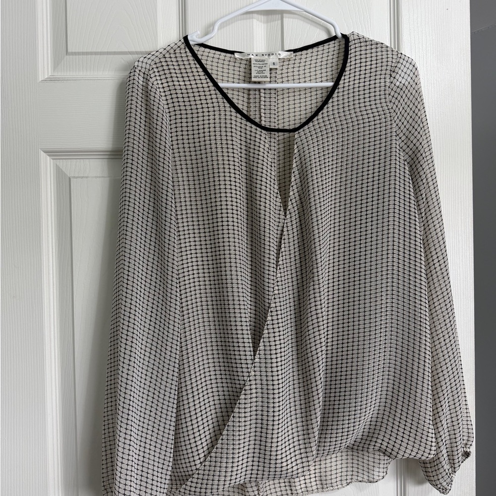 Max Studio Black and White Checkered Blouse